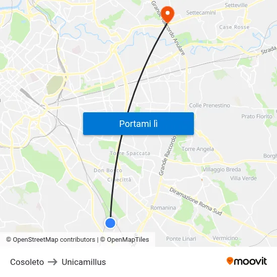 Cosoleto to Unicamillus map