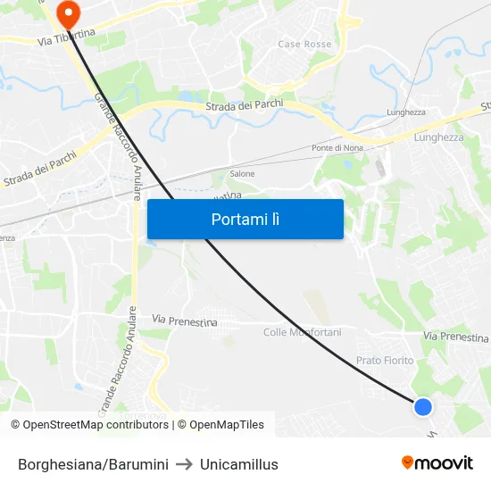 Borghesiana/Barumini to Unicamillus map