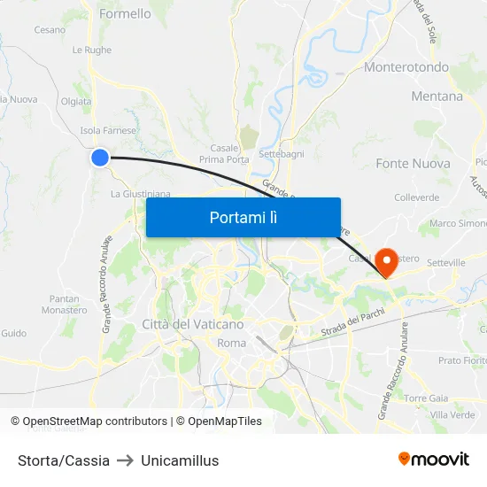 Storta/Cassia to Unicamillus map