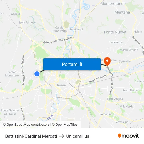 Battistini/Cardinal Mercati to Unicamillus map