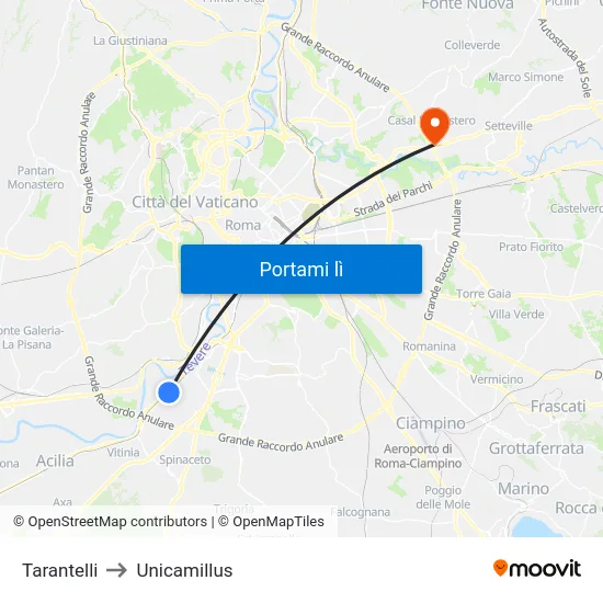 Tarantelli to Unicamillus map