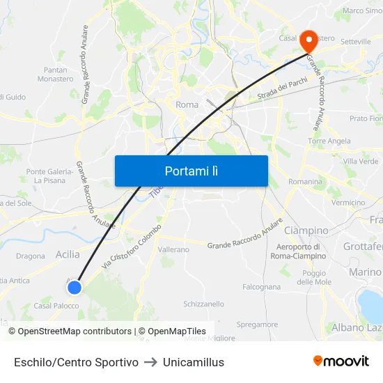 Eschilo/Centro Sportivo to Unicamillus map