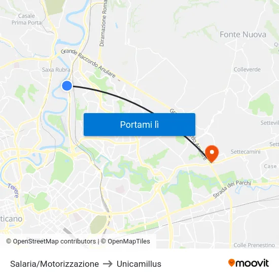 Salaria/Motorizzazione to Unicamillus map