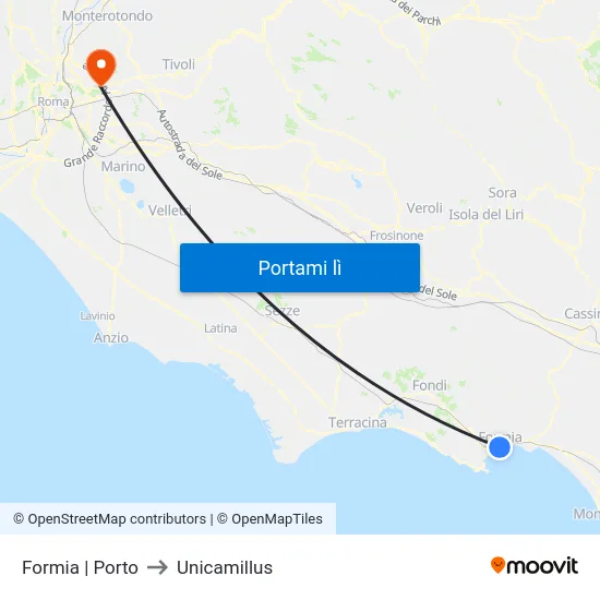 Formia | Porto to Unicamillus map