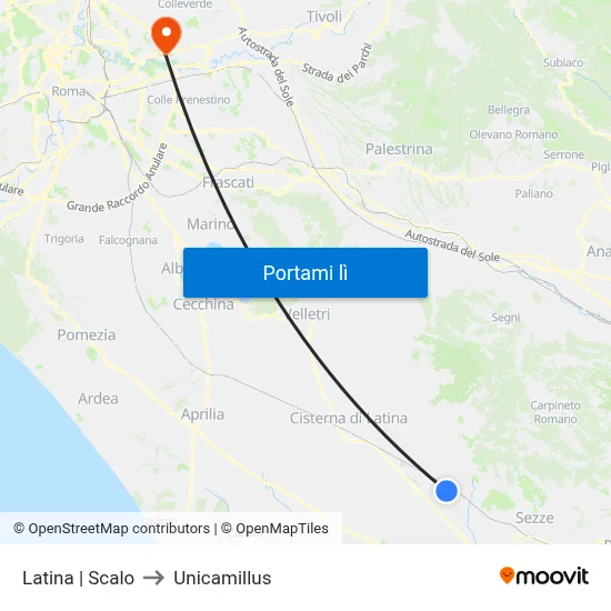 Latina | Scalo to Unicamillus map