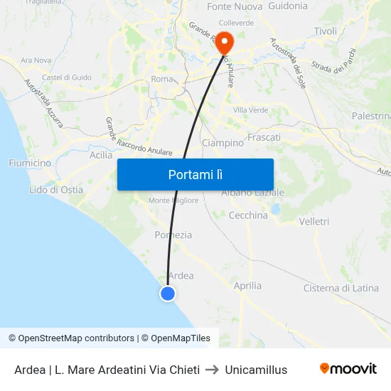Ardea | L. Mare Ardeatini Via Chieti to Unicamillus map