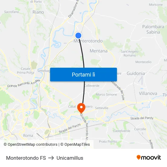 Monterotondo FS to Unicamillus map