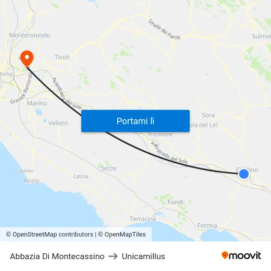 Abbazia Di Montecassino to Unicamillus map