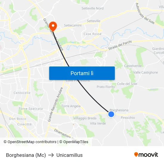 Borghesiana (Mc) to Unicamillus map