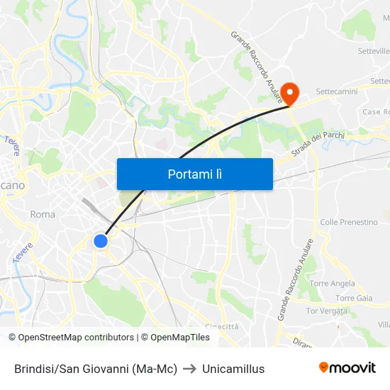 Brindisi/San Giovanni (Ma-Mc) to Unicamillus map