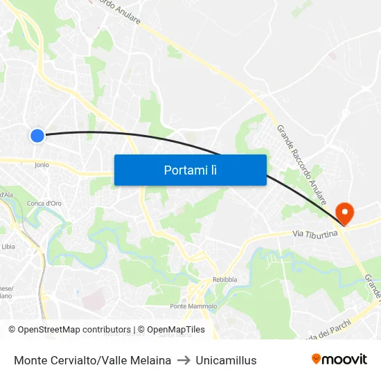 Monte Cervialto/Valle Melaina to Unicamillus map
