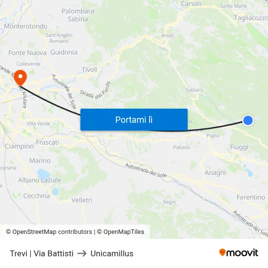 Trevi | Via Battisti to Unicamillus map