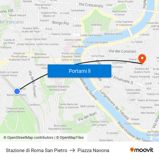 Stazione di Roma San Pietro to Piazza Navona map