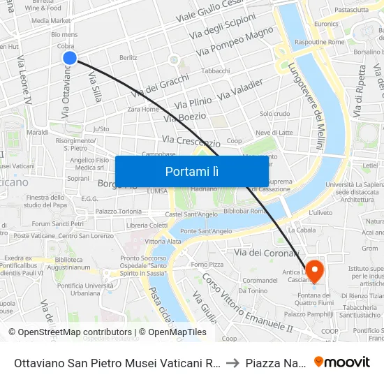 Ottaviano San Pietro Musei Vaticani Rome Metro to Piazza Navona map