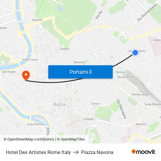 Hotel Des Artistes Rome Italy to Piazza Navona map