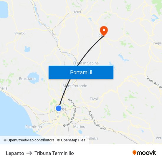 Lepanto to Tribuna Terminillo map