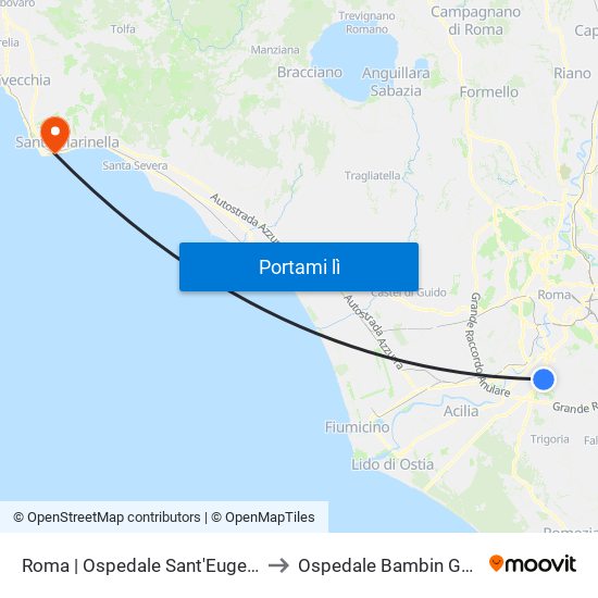 Roma | Ospedale Sant'Eugenio to Ospedale Bambin Gesù map