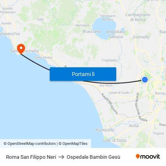 Roma San Filippo Neri to Ospedale Bambin Gesù map