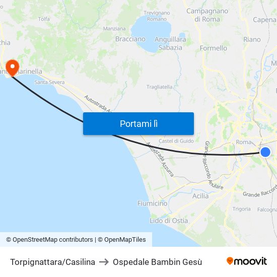 Torpignattara/Casilina to Ospedale Bambin Gesù map