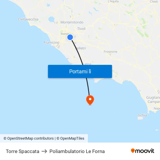 Torre Spaccata to Poliambulatorio Le Forna map