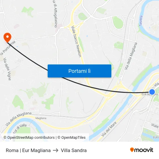 Roma | Eur Magliana to Villa Sandra map