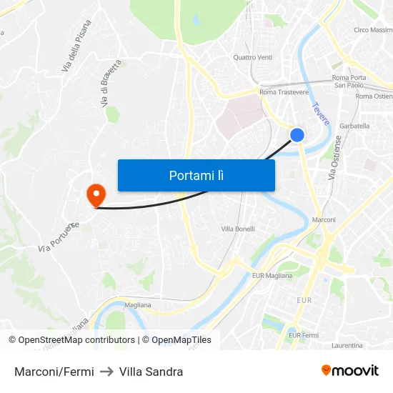 Marconi/Fermi to Villa Sandra map