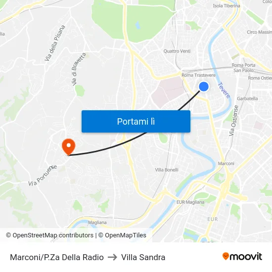 Marconi/P.Za Della Radio to Villa Sandra map