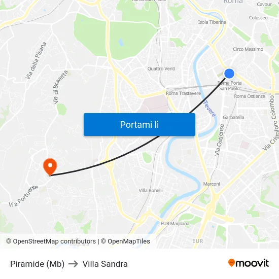 Piramide (Mb) to Villa Sandra map