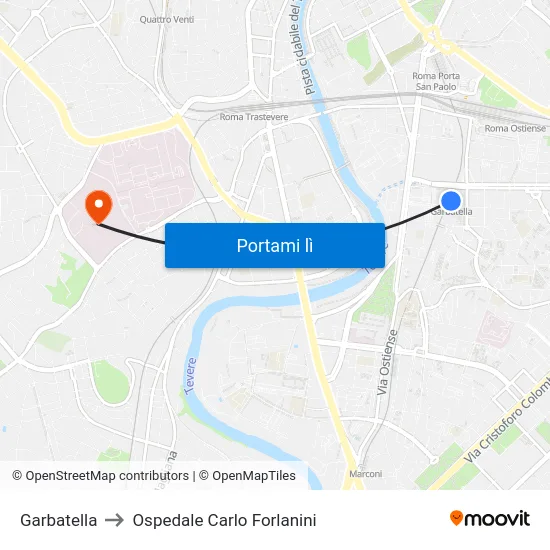 Garbatella to Ospedale Carlo Forlanini map