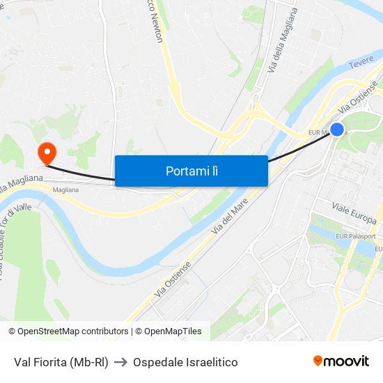 Val Fiorita (Mb-Rl) to Ospedale Israelitico map