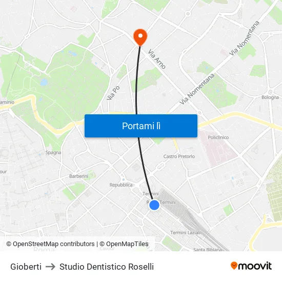 Gioberti to Studio Dentistico Roselli map