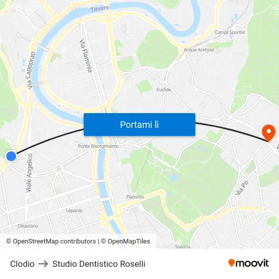 Clodio to Studio Dentistico Roselli map
