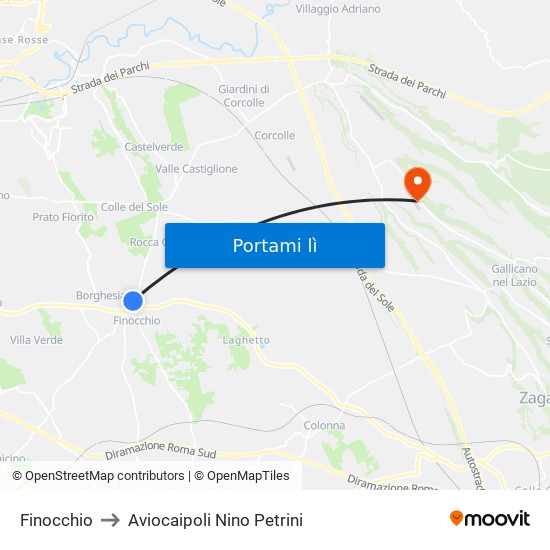 Finocchio to Aviocaipoli Nino Petrini map