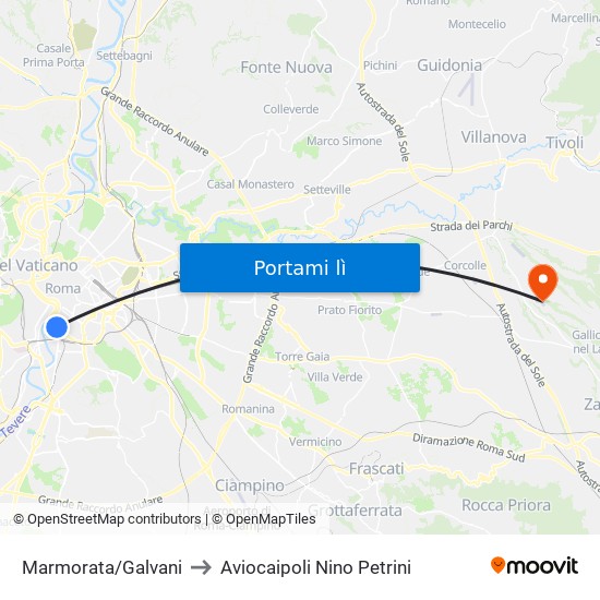 Marmorata/Galvani to Aviocaipoli Nino Petrini map