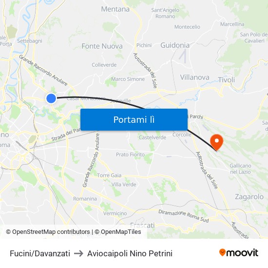 Fucini/Davanzati to Aviocaipoli Nino Petrini map