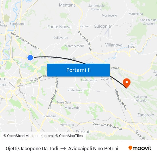 Ojetti/Jacopone Da Todi to Aviocaipoli Nino Petrini map