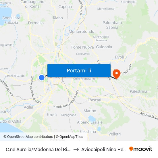 C.ne Aurelia/Madonna Del Riposo to Aviocaipoli Nino Petrini map