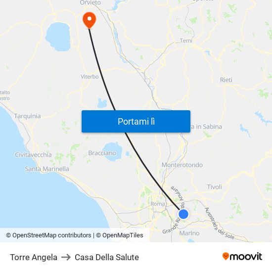 Torre Angela to Casa Della Salute map