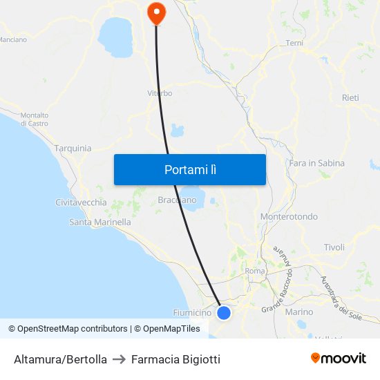 Altamura/Bertolla to Farmacia Bigiotti map