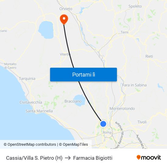 Cassia/Villa S. Pietro (H) to Farmacia Bigiotti map