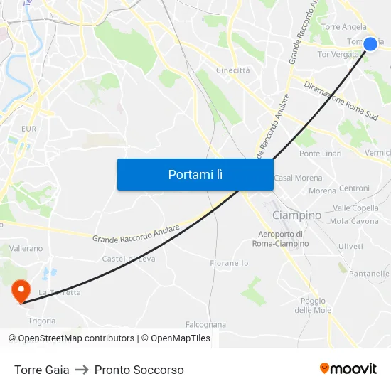 Torre Gaia to Pronto Soccorso map