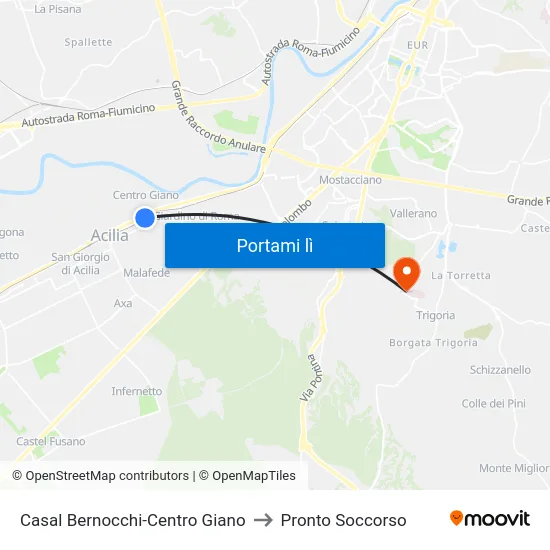 Casal Bernocchi-Centro Giano to Pronto Soccorso map