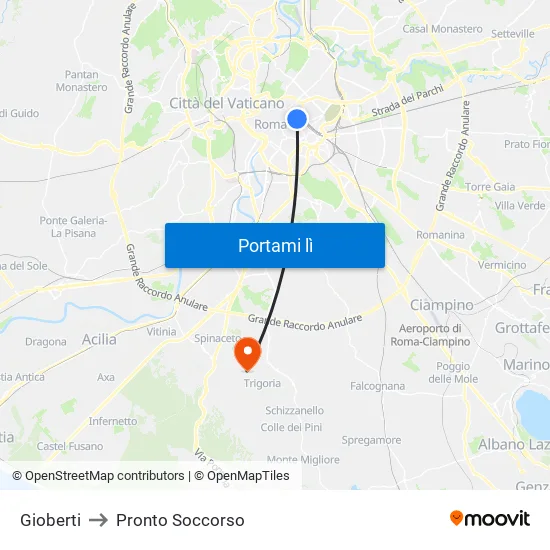 Gioberti to Pronto Soccorso map