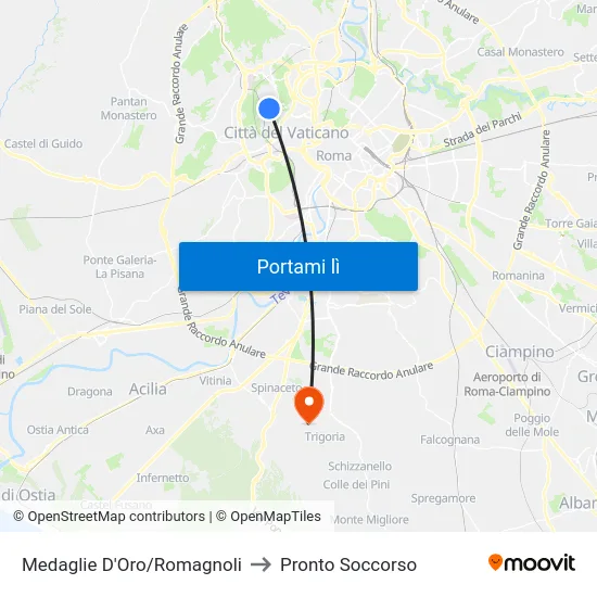 Medaglie D'Oro/Romagnoli to Pronto Soccorso map