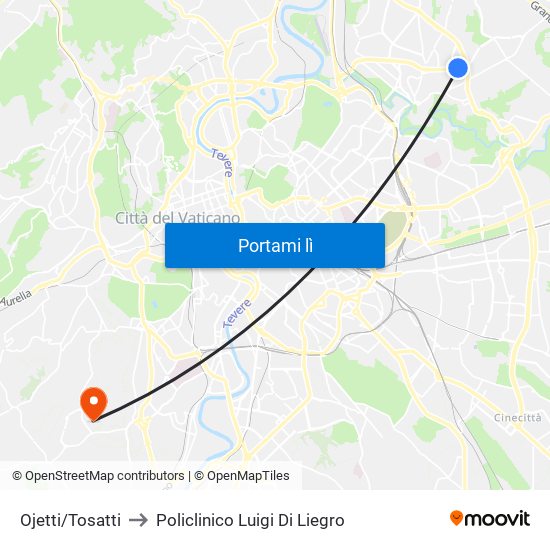 Ojetti/Tosatti to Policlinico Luigi Di Liegro map