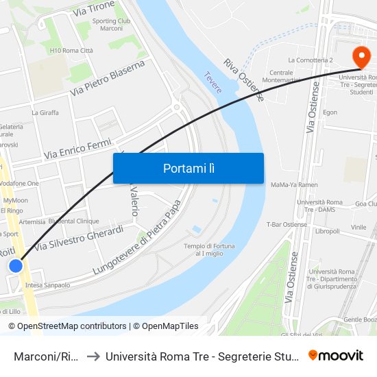 Marconi/Righi to Università Roma Tre - Segreterie Studenti map