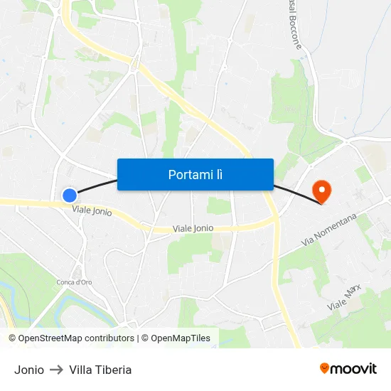 Jonio to Villa Tiberia map