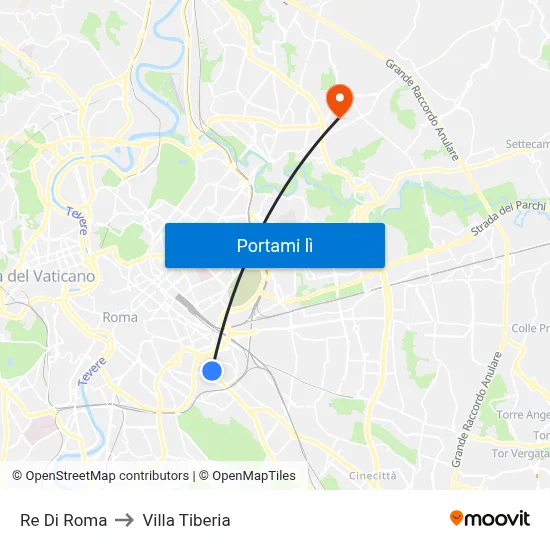 Re Di Roma to Villa Tiberia map