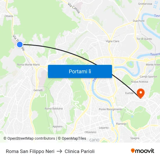 Roma San Filippo Neri to Clinica Parioli map