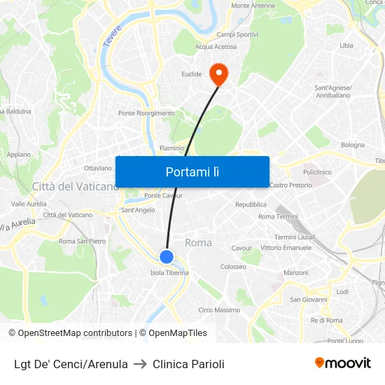 Lgt De' Cenci/Arenula to Clinica Parioli map